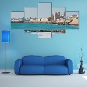 Beach Of Cadiz In Andalucia - Nature 5 Panel Canvas Art Wall Decor