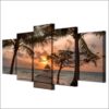 Beach Palm Pier Sky - Nature 5 Panel Canvas Art Wall Decor