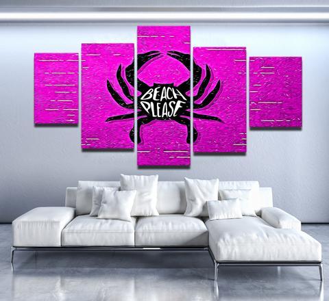 Beach Please - Abstract 5 Panel Canvas Art Wall Decor Beach Please - Abstract 5 Panel Canvas Art Wall Decor