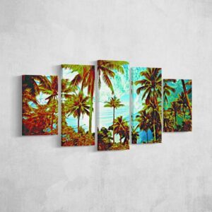 Beach Remix - Nature 5 Panel Canvas Art Wall Decor