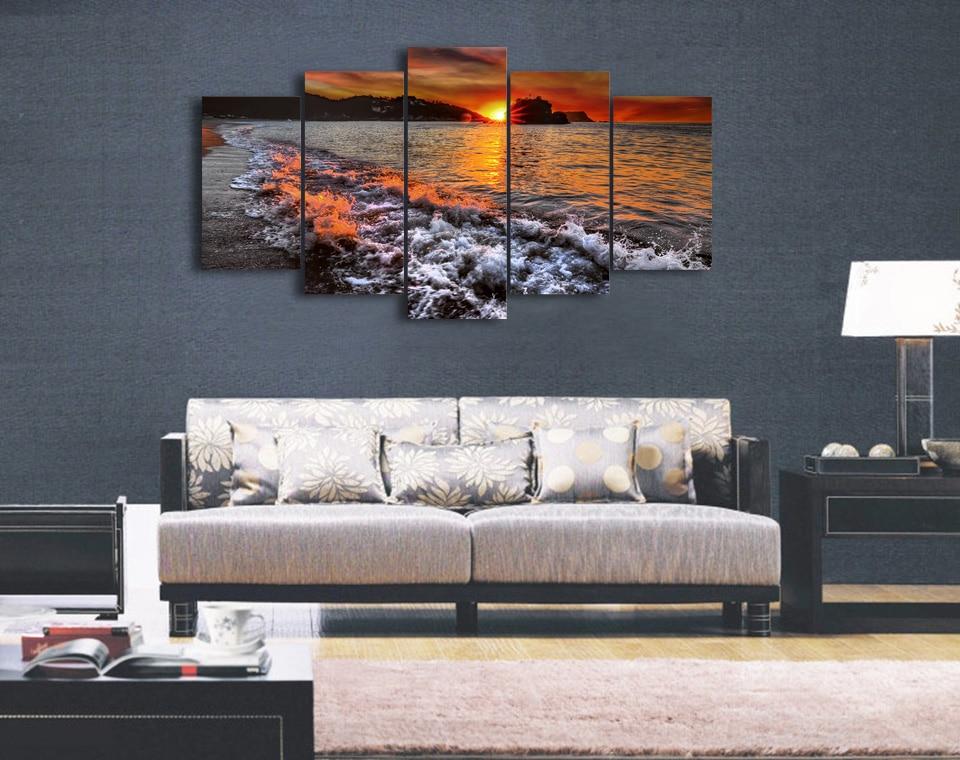 Beach Sea 2 - Nature 5 Panel Canvas Art Wall Decor Beach Sea 2 - Nature 5 Panel Canvas Art Wall Decor
