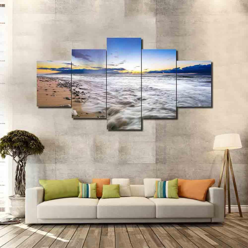 Beach Sea Water - Space 5 Panel Canvas Art Wall Decor Beach Sea Water - Space 5 Panel Canvas Art Wall Decor