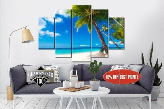 Beach Seascape 2 - Nature 5 Panel Canvas Art Wall Decor Beach Seascape 2 - Nature 5 Panel Canvas Art Wall Decor