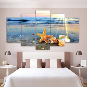 Beach Sights Sea Shells - Space 5 Panel Canvas Art Wall Decor