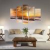 Beach Sunset 3 - Nature 5 Panel Canvas Art Wall Decor