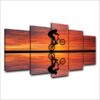 Beach Sunset Bike Cycling - Sport 5 Panel Canvas Art Wall Decor