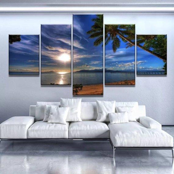 Beach Sunshine - Nature 5 Panel Canvas Art Wall Decor Beach Sunshine - Nature 5 Panel Canvas Art Wall Decor