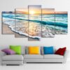 Beach Water And Sunset 2 - Nature 5 Panel Canvas Art Wall Decor