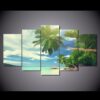 Beach palm beach clouds - Nature 5 Panel Canvas Art Wall Decor