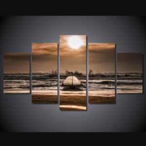Beach wave - Nature 5 Panel Canvas Art Wall Decor