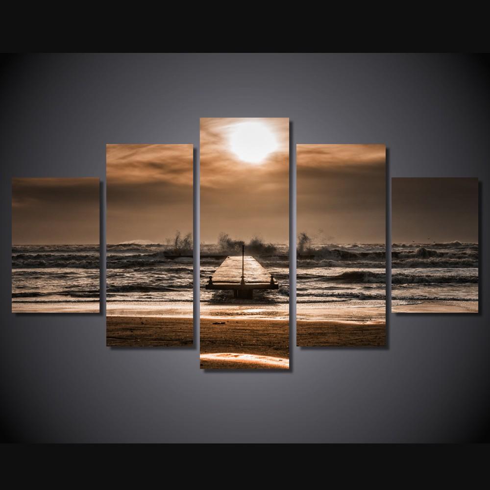 Beach wave - Nature 5 Panel Canvas Art Wall Decor Beach wave - Nature 5 Panel Canvas Art Wall Decor