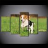Beagle Dog Puppy Playing - Animal 5 Panel Canvas Art Wall Decor