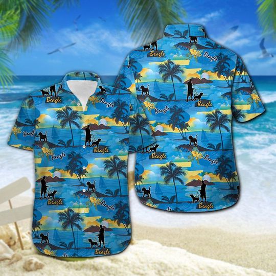 Beagle Hawaiian Shirt Summer Button Up Beagle Hawaiian Shirt Summer Button Up