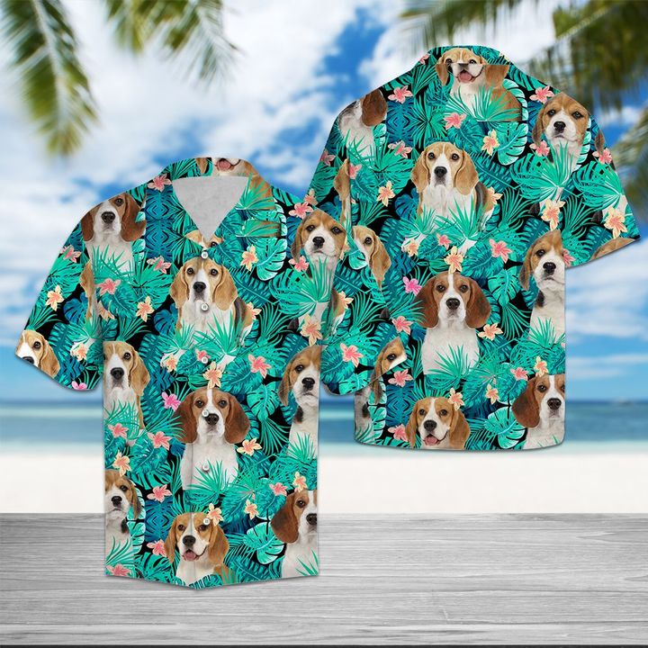 Beagle Tropical Hawaiian Shirt Summer Button Up Beagle Tropical Hawaiian Shirt Summer Button Up