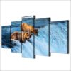Bear River 1 - Animal 5 Panel Canvas Art Wall Decor