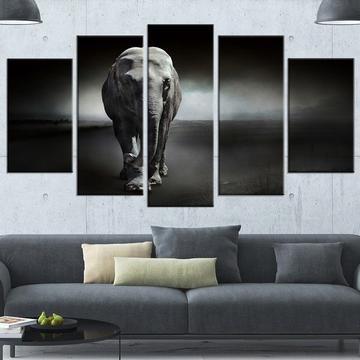 Beautified Elephant - Animal 5 Panel Canvas Art Wall Decor Beautified Elephant - Animal 5 Panel Canvas Art Wall Decor