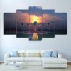 Beautiful Airplane Sunset - Aircraft 5 Panel Canvas Art Wall Decor