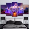 Beautiful Amusement Park Castle - Nature 5 Panel Canvas Art Wall Decor
