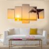 Beautiful Beach Sea At Sunrise Time - Nature 5 Panel Canvas Art Wall Decor
