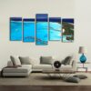 Beautiful Bora Bora Green Trees - Space 5 Panel Canvas Art Wall Decor