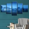 Beautiful Brooklyn Bridge City Building - Nature 5 Panel Canvas Art Wall Decor