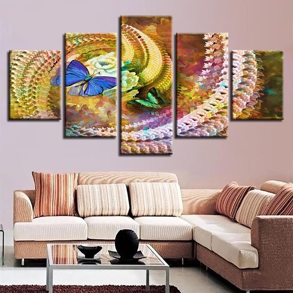 Beautiful Butterflies And Flower - Nature 5 Panel Canvas Art Wall Decor Beautiful Butterflies And Flower - Nature 5 Panel Canvas Art Wall Decor