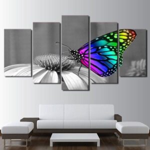 Beautiful Butterfly 2 - Animal 5 Panel Canvas Art Wall Decor