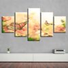 Beautiful Butterfly Flying - Nature 5 Panel Canvas Art Wall Decor