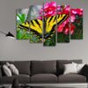 Beautiful Butterfly View - Animal 5 Panel Canvas Art Wall Decor