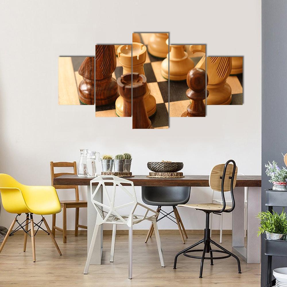 Beautiful Chess Game - Gaming 5 Panel Canvas Art Wall Decor Beautiful Chess Game - Gaming 5 Panel Canvas Art Wall Decor