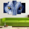 Beautiful Eyes Of A Wild Wolf - Animal 5 Panel Canvas Art Wall Decor