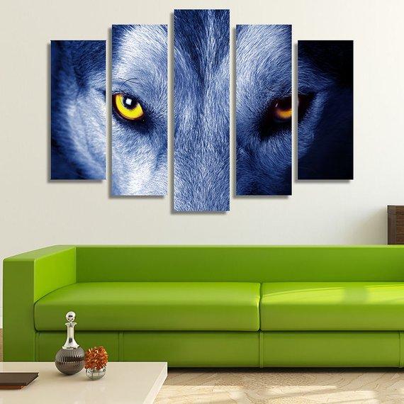 Beautiful Eyes Of A Wild Wolf - Animal 5 Panel Canvas Art Wall Decor Beautiful Eyes Of A Wild Wolf - Animal 5 Panel Canvas Art Wall Decor