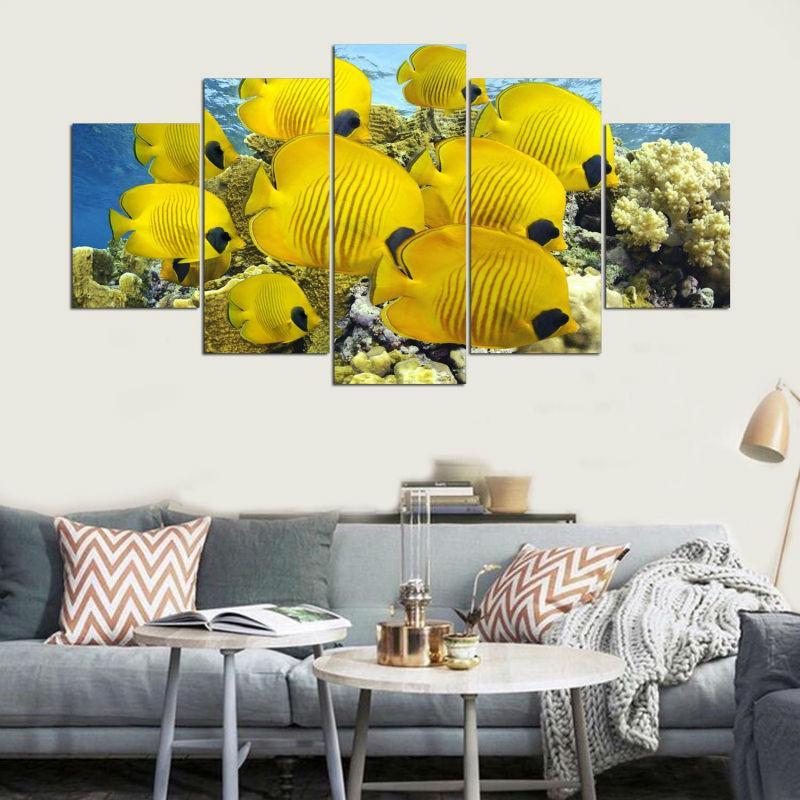 Beautiful Fishes For - Animal 5 Panel Canvas Art Wall Decor Beautiful Fishes For - Animal 5 Panel Canvas Art Wall Decor