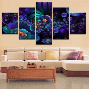 Beautiful Flowers - Abstract Nature 5 Panel Canvas Art Wall Decor