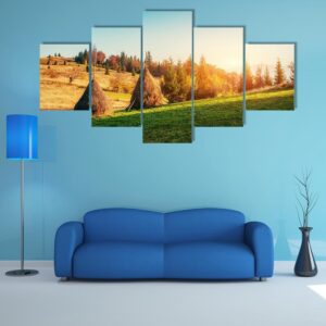 Beautiful Forest Road In The Autumn - Nature 5 Panel Canvas Art Wall Decor