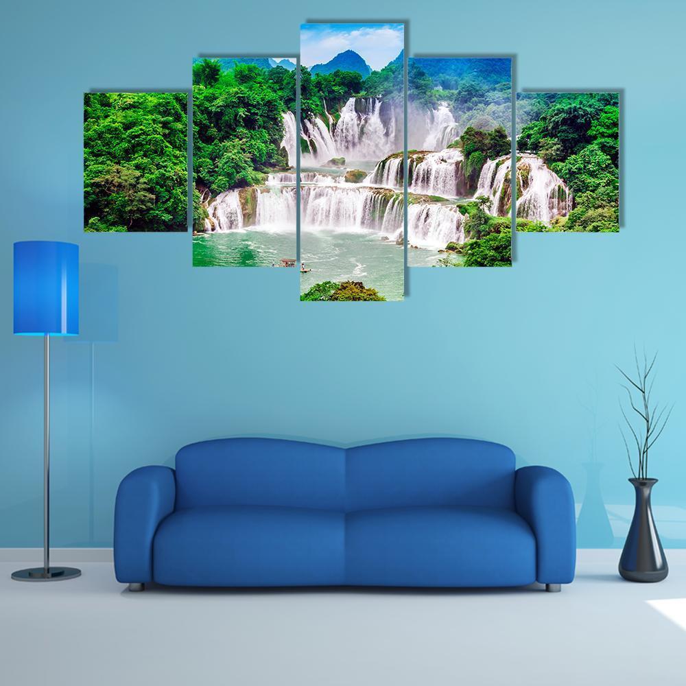 Beautiful Great Falls - Nature 5 Panel Canvas Art Wall Decor Beautiful Great Falls - Nature 5 Panel Canvas Art Wall Decor