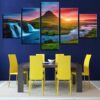 Beautiful Iceland Waterfall - Nature 5 Panel Canvas Art Wall Decor