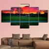 Beautiful Indiana Sunset In Mid June - Nature 5 Panel Canvas Art Wall Decor
