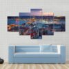 Beautiful Istanbul Sunset Panorama - Nature 5 Panel Canvas Art Wall Decor