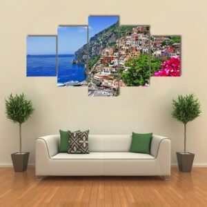 Beautiful Italian Coast Positano - Nature 5 Panel Canvas Art Wall Decor