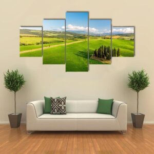 Beautiful Italian Cypresses - Nature 5 Panel Canvas Art Wall Decor