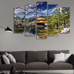 Beautiful Japanese Scenery - Nature 5 Panel Canvas Art Wall Decor