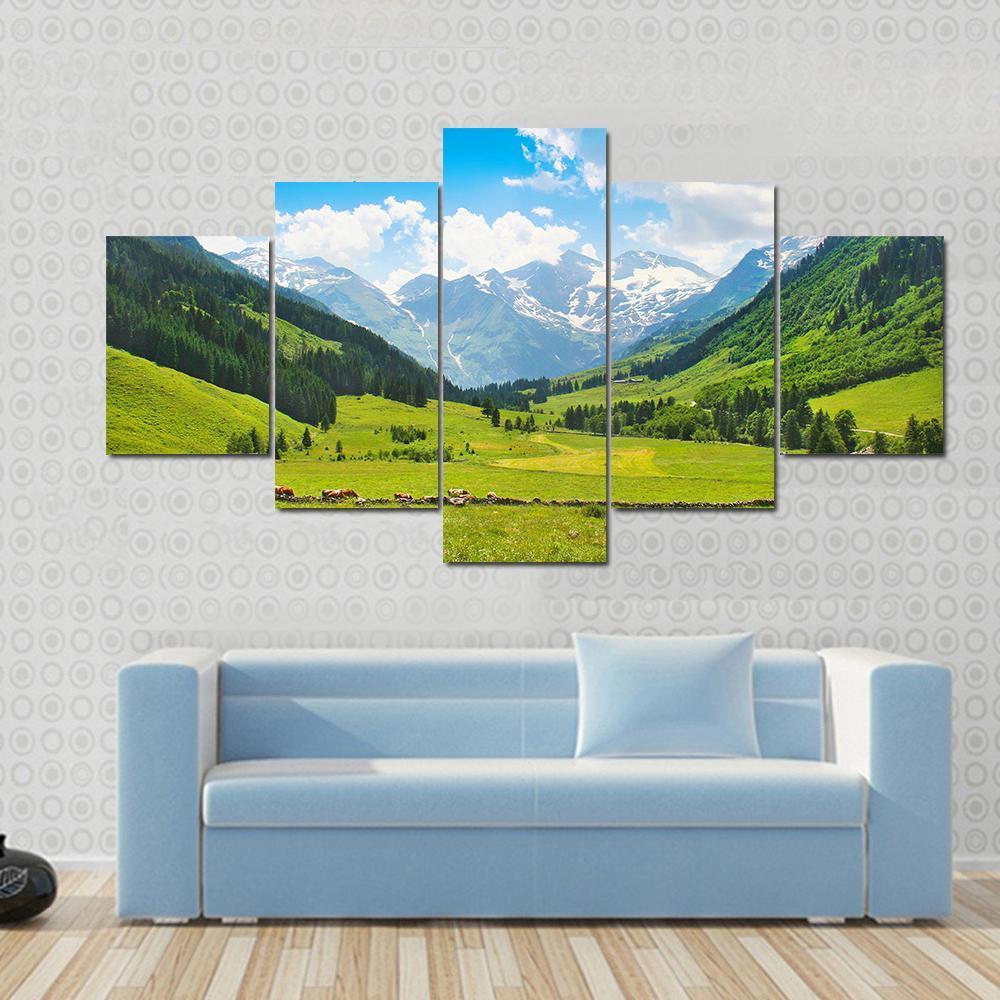Beautiful Landscape With The Alps In National Park Austria - Nature 5 Panel Canvas Art Wall Decor Beautiful Landscape With The Alps In National Park Austria - Nature 5 Panel Canvas Art Wall Decor