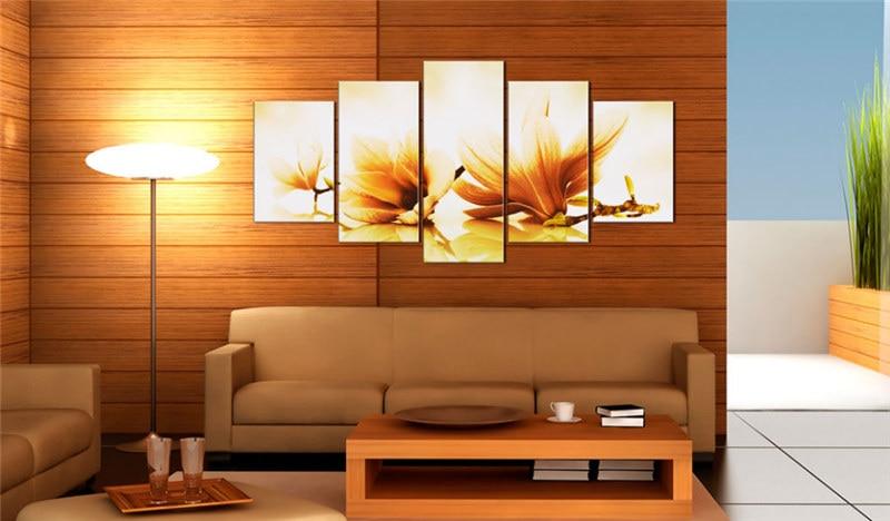 Beautiful Magnolia Flowers 1 - Nature 5 Panel Canvas Art Wall Decor Beautiful Magnolia Flowers 1 - Nature 5 Panel Canvas Art Wall Decor