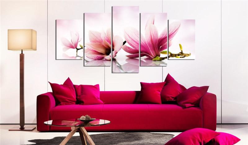 Beautiful Magnolia Flowers 2 - Nature 5 Panel Canvas Art Wall Decor Beautiful Magnolia Flowers 2 - Nature 5 Panel Canvas Art Wall Decor