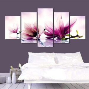Beautiful Magnolia Flowers - Nature 5 Panel Canvas Art Wall Decor