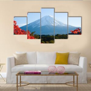 Beautiful Mt Fuji In Autumn - Nature 5 Panel Canvas Art Wall Decor
