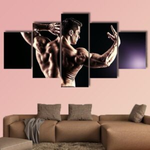 Beautiful Muscular Man Body Builder - Sport 5 Panel Canvas Art Wall Decor