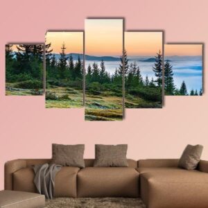 Beautiful Nature With Clouds Ocean - Nature 5 Panel Canvas Art Wall Decor