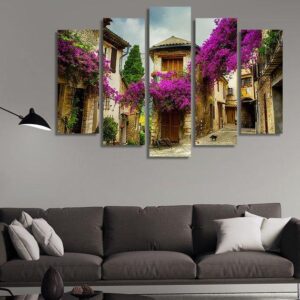 Beautiful Old Town Of Provence - Nature 5 Panel Canvas Art Wall Decor